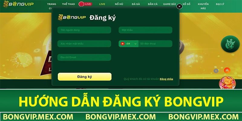 Hướng dẫn đăng ký Bongvip chuẩn nhất 2026